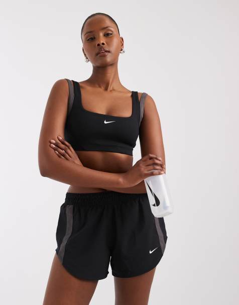 Nike Training One Dri-FIT double lined sports bra in black and grey - view 1