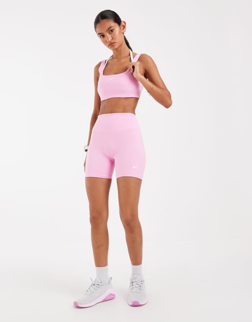 Nike Training One Dri-FIT double strap sports bra in pink, 2 of 4