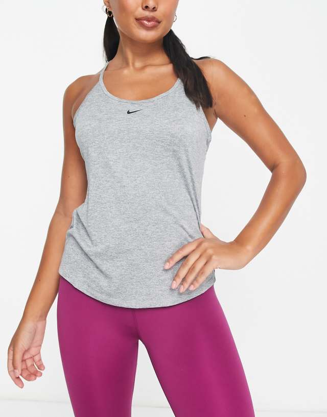 Nike Training One Dri-FIT Elastika standard fit tank top in gray