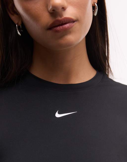 Nike Training One Dri-FIT fitted long sleeve top in black, 2 of 4