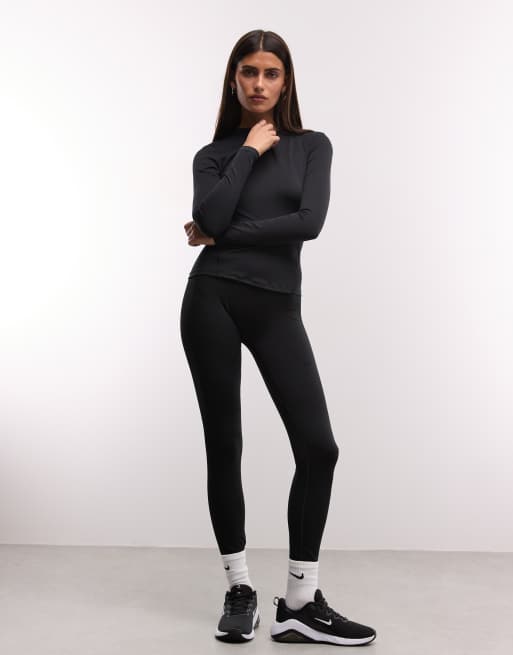 Nike Training One Dri-FIT fitted long sleeve top in black, 3 of 4