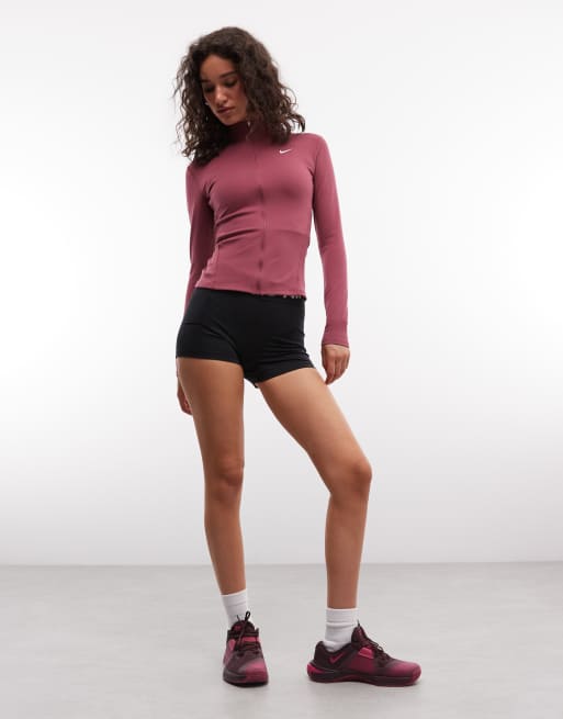Nike Training One Dri-FIT full zip fitted long sleeve top in pink, 2 of 4