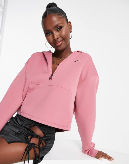 Pink nike cheap cropped sweatshirt