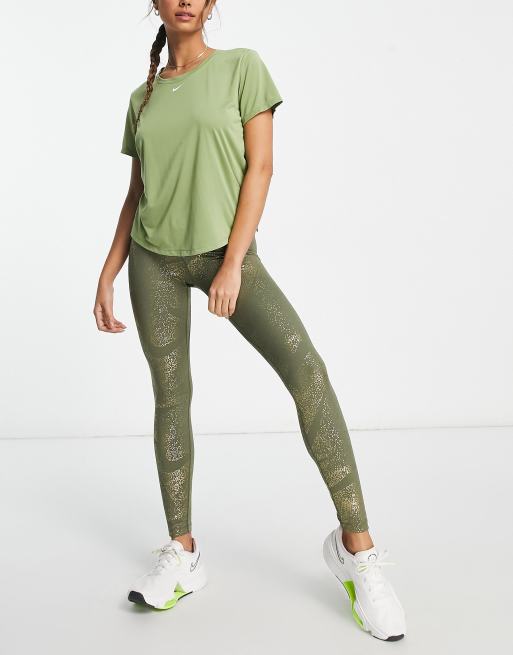 Nike Training One Dri-FIT glitter printed mid rise leggings in