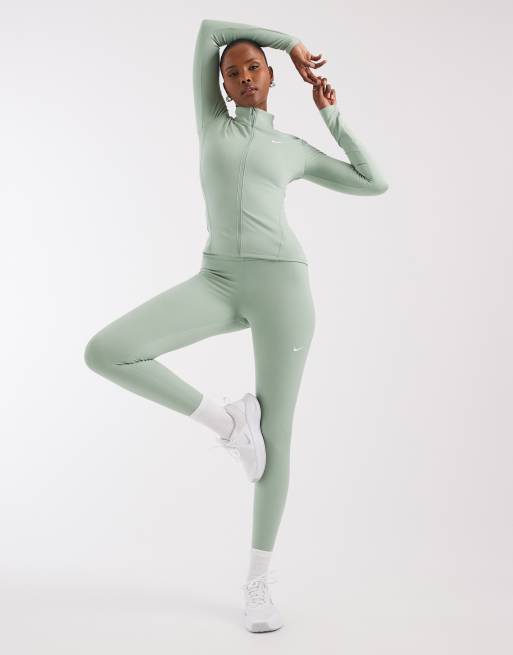 Nike Training – One – Dri-FIT – Grön, figursydd topp med långa ärmar och dragkedja, 4 av 4