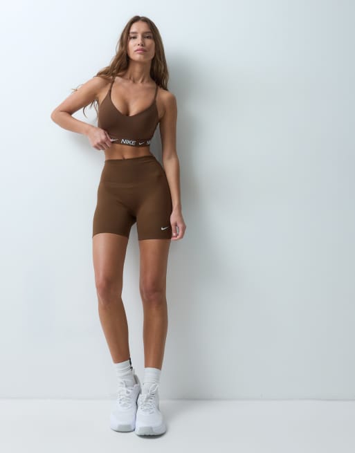 Nike Training One Dri-FIT high-rise 5inch seamless short in brown, 2 of 5