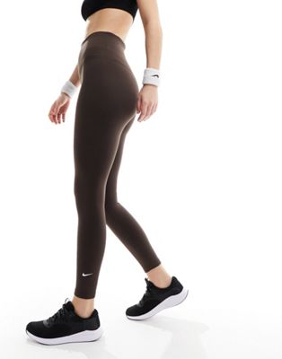 Nike Training One Dri-Fit high rise 7/8th leggings in baroque brown