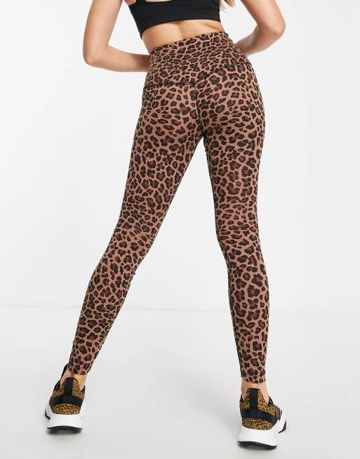 Nike Training One Dri-FIT high rise leopard print leggings in brown