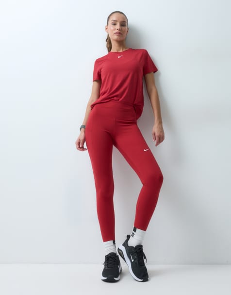 Nike Training One Dri-FIT high-rise seamless legging in red - view 1