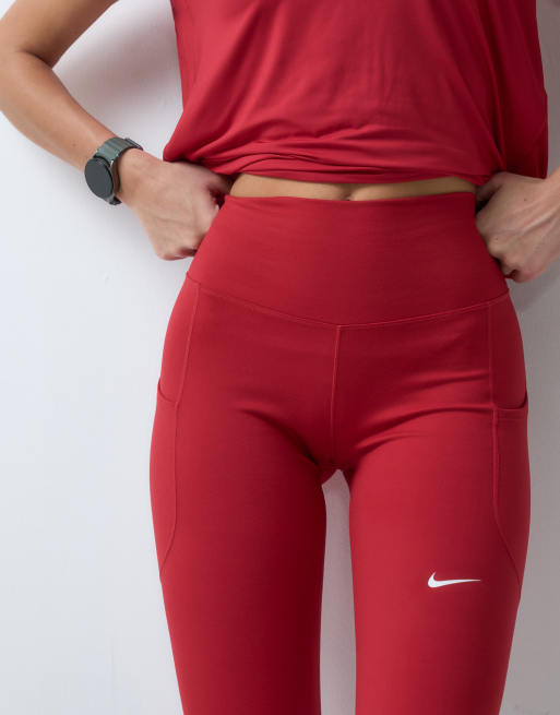 Nike Training One Dri-FIT high-rise seamless legging in red, 3 of 5