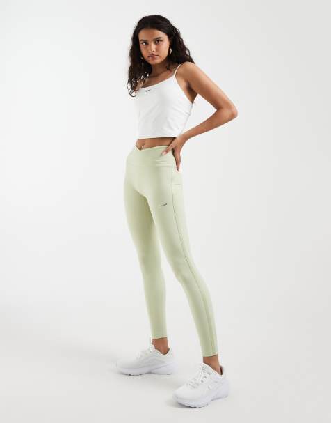 Nike Training – One Dri-FIT – Jasnozielone legginsy z kopertową talią - view 1