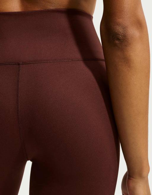 Nike Training One Dri-FIT legging met voetlus in bordeauxrood, 3 van 4