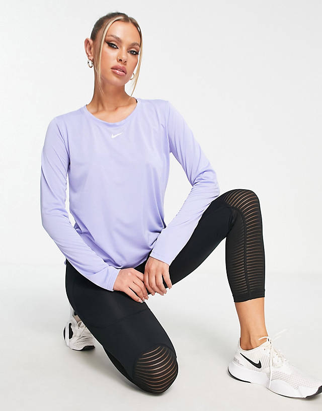 Nike Training - one dri-fit long sleeve standard fit t-shirt in lilac