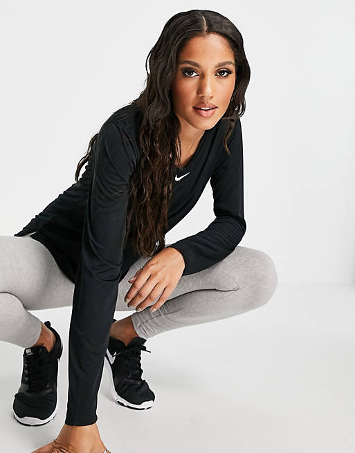 Tops Nike Training One Dri-Fit long sleeve t-shirt in black 