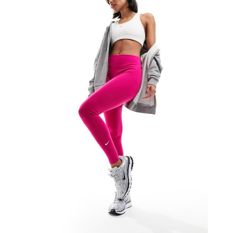 Nike Training One Dri-Fit mid rise leggings in fireberry pink