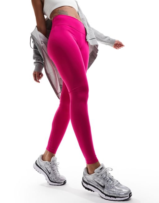 Nike Training One Dri-Fit mid rise leggings in fireberry pink