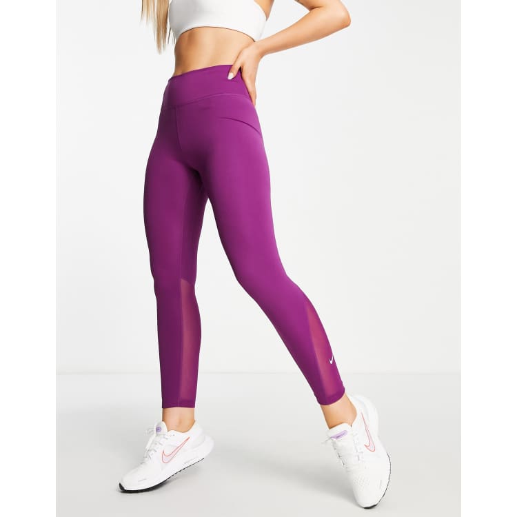 Nike, Pants & Jumpsuits, Nike Running Drifit 78 Ankle Crop Leggings Shiny  Mauve Womens Size Small