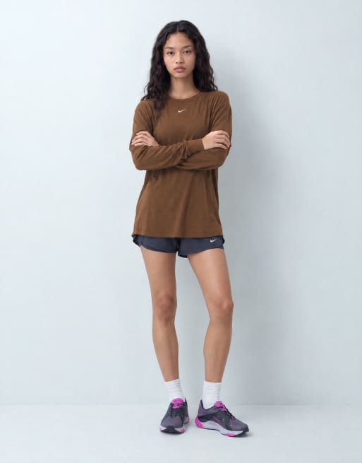 Nike Training One Dri-FIT relaxed long sleeve top in brown, 7 of 9
