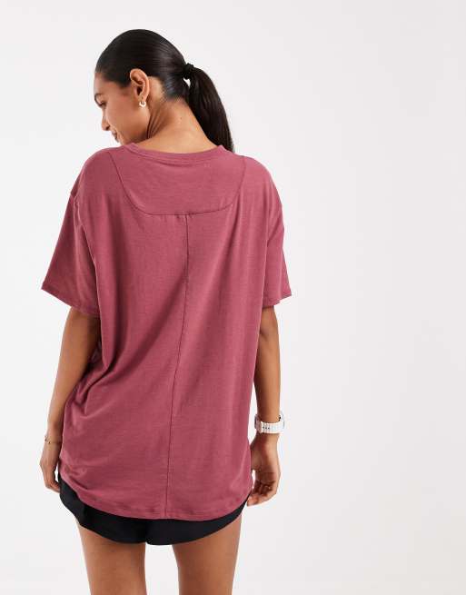 Nike Training One Dri-FIT relaxed short sleeve top in pink, 4 of 4