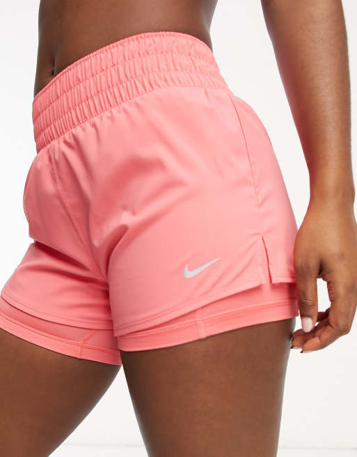 Nike Training – One – Dri-FIT – Rosa 2-i-1-shorts