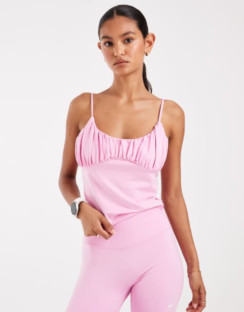 Nike Training One Dri-FIT ruched tank in pink - view 1