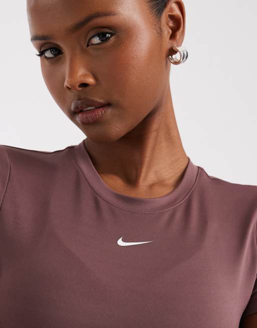 Nike Training One Dri-FIT short sleeve t-shirt in dark purple, 3 of 4