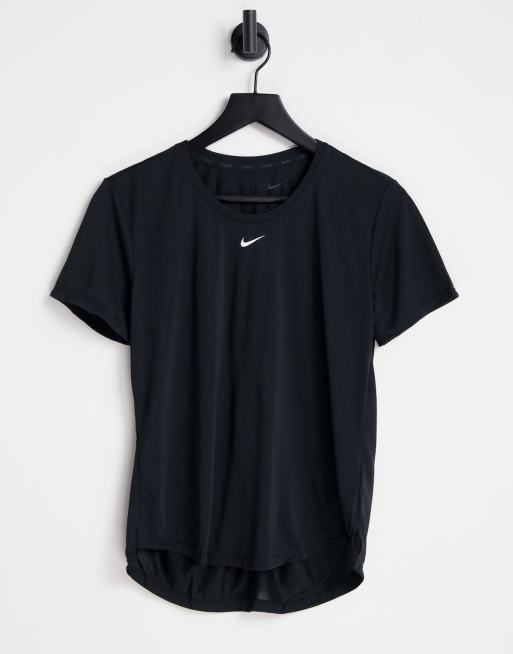 Nike Yoga Dri-fit Split-detail T-shirt In Black