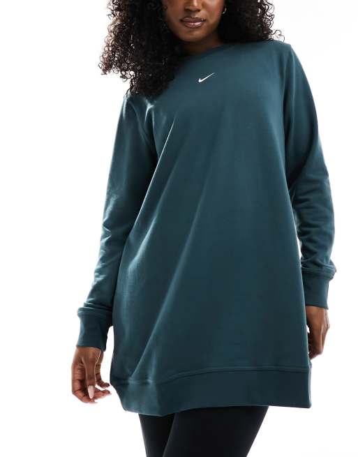 Nike Performance ONE CREW TUNIC - Sweatshirt - deep jungle/white