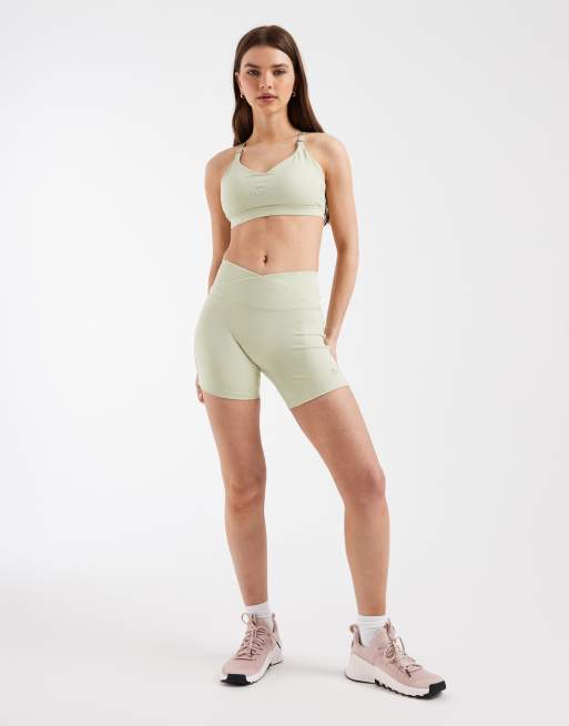 Nike Training One Dri-FIT wrap waist 5 inch shorts in light green, 2 of 5
