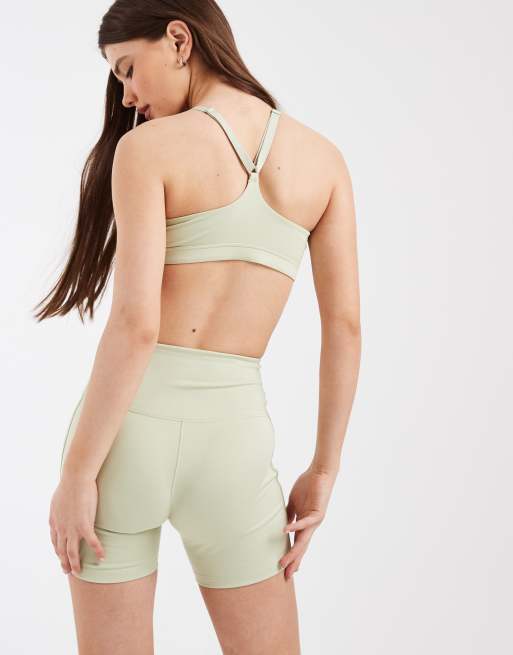 Nike Training One Dri-FIT wrap waist 5 inch shorts in light green, 4 of 5