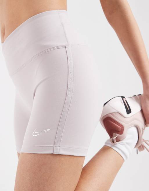 Nike Training One Dri-FIT wrap waist 5 inch shorts in light pink, 4 of 5