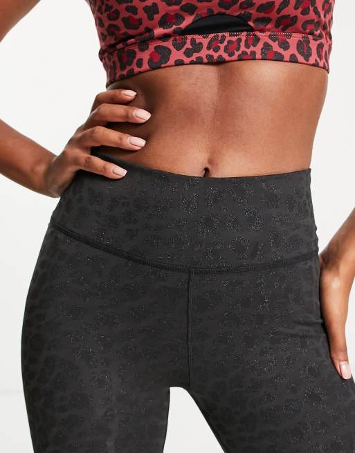 Nike Training One glitter leopard print legging in black