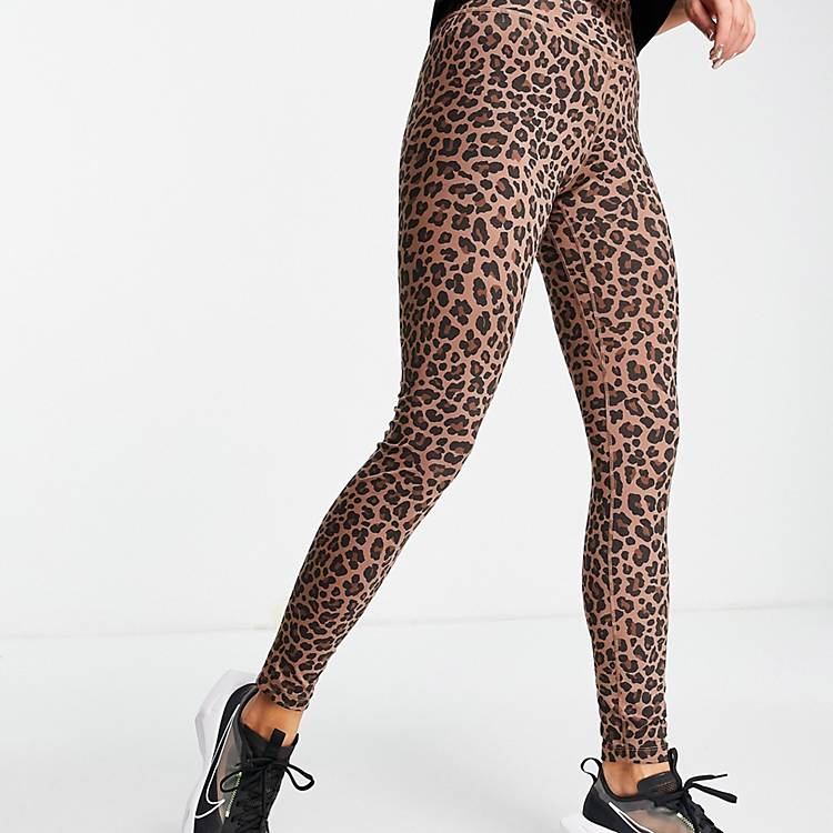 Nike Training One glitter leopard print legging in brown | ASOS