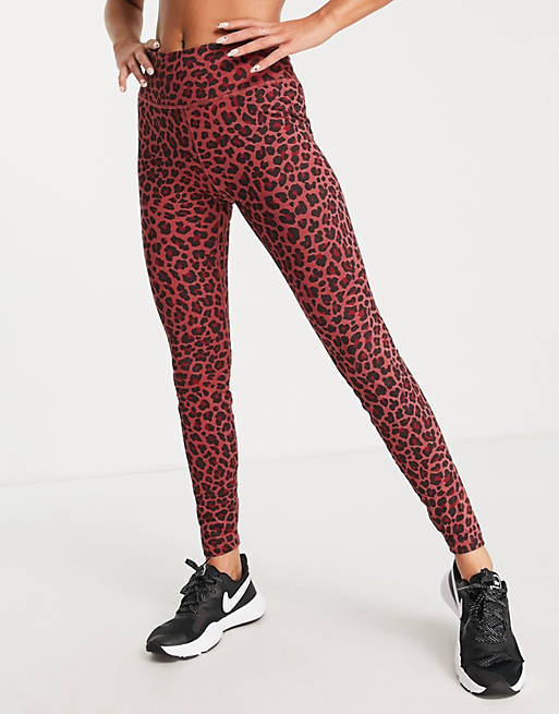 Nike Training One glitter leopard print legging in pink