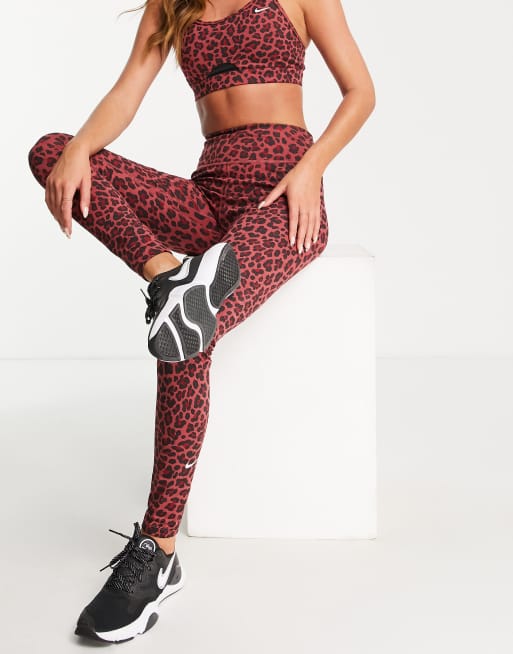 Nike Training One glitter leopard print legging in pink