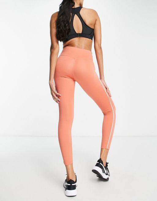 Calça Legging Nike One Dri-Fit MR GRX 7/8 TGHT Feminina - Rosa+Branco