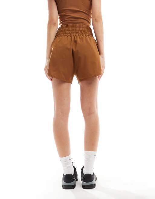 Nike Training One high rise 3 inch shorts in tan, 5 of 5
