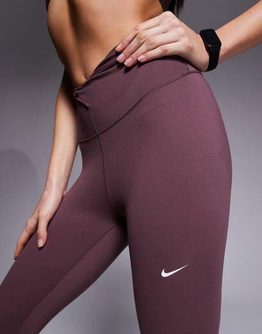 Nike Training - One - Legging 7/8 à taille haute en tissu Dri-FIT - Violet foncé, 3 de 5