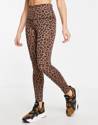 Nike Training One Dri-FIT high rise leopard print leggings in brown - ASOS Price Checker