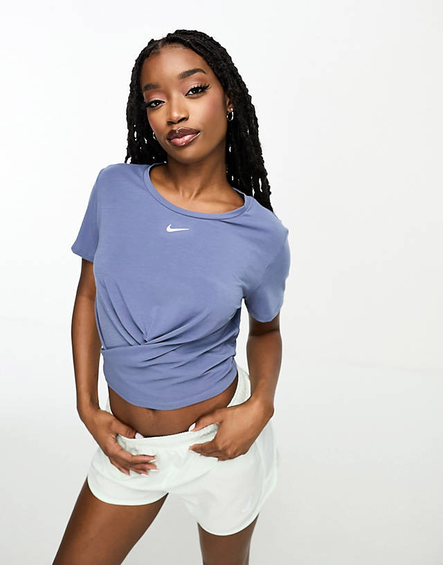 Nike Training - one luxe dri-fit crop t-shirt in blue
