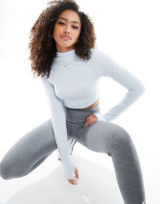 Nike Training One Luxe Essential+ crop top in blue | ASOS