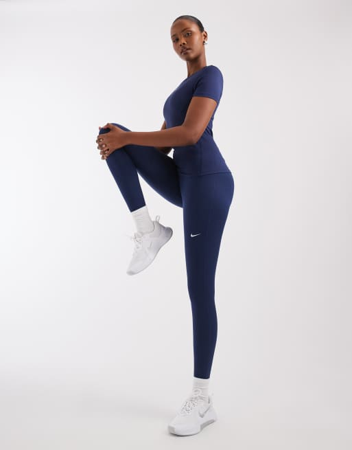 Nike Training - One - Marineblå højtaljede leggings i 7/8-længde, 3 af 5