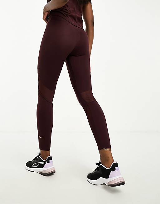 Nike Training One Novelty Dri-Fit 7/8 tights in burgundy
