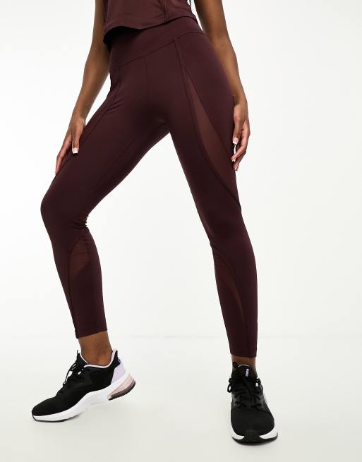 Nike Pro Training Deluxe Mesh Leggings In Burgundy, ASOS