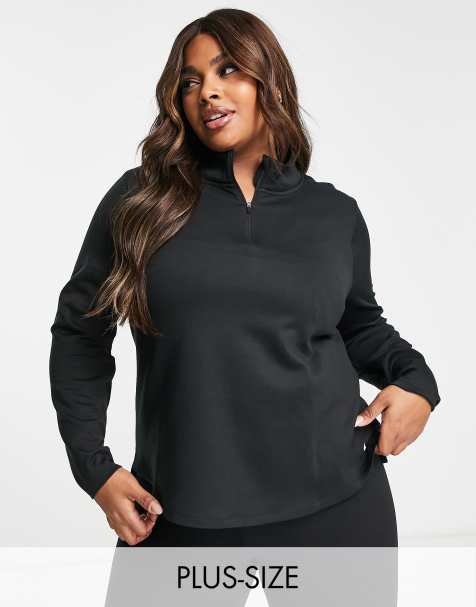 Women's Long Sleeve Zip Up Gym Top - Black