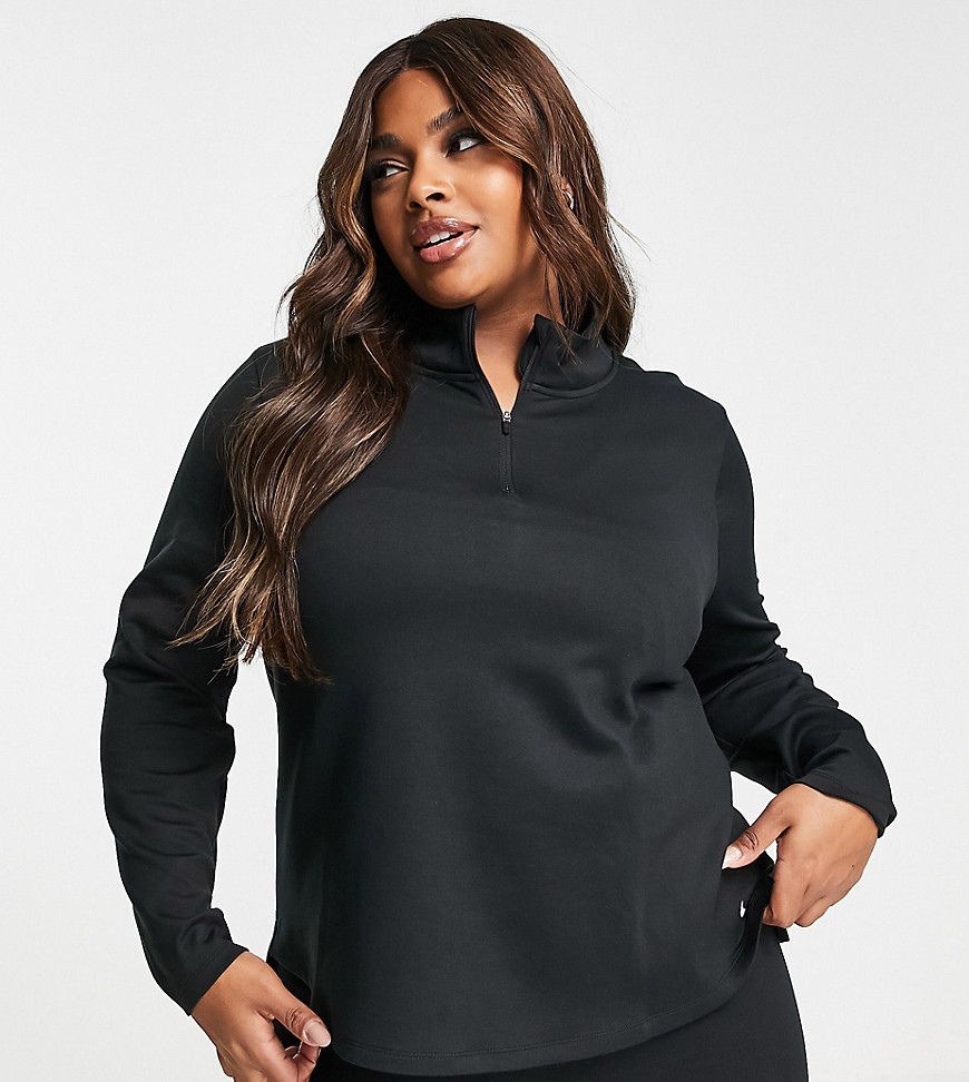 Nike Training One Plus Therma-FIT long sleeve half zip top in black