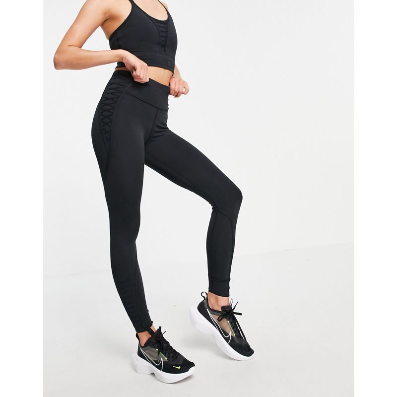 Pantaloni e leggings 0NXnG Nike Training - Luxe - Crop top e leggings con dettagli in pizzo nero