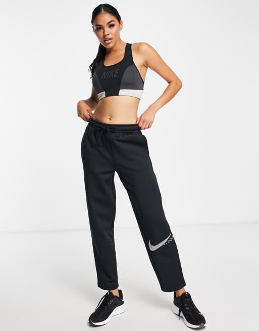 Nike Training - One - Sport-bh met kleurvlakken, logo en medium ondersteuning in zwart, 4 van 4