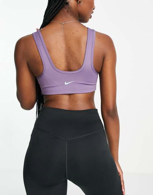 Nike Training One Swoosh Dri-FIT mid support sports bra in purple