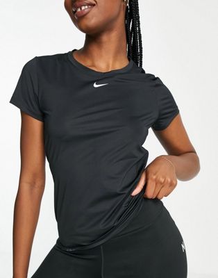 Femme Nike Training - One - T-shirt coupe slim à manches courtes - Noir